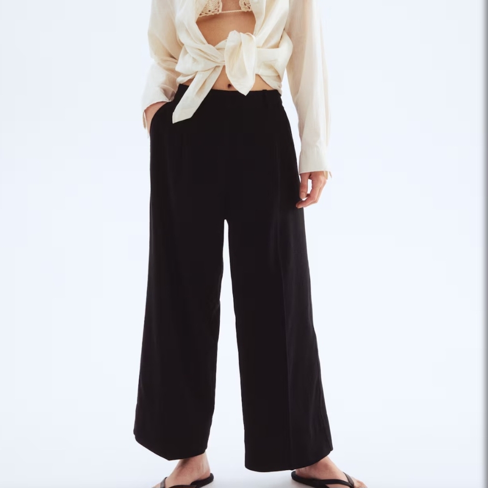 H&M Black Wide Leg High Waisted Pants